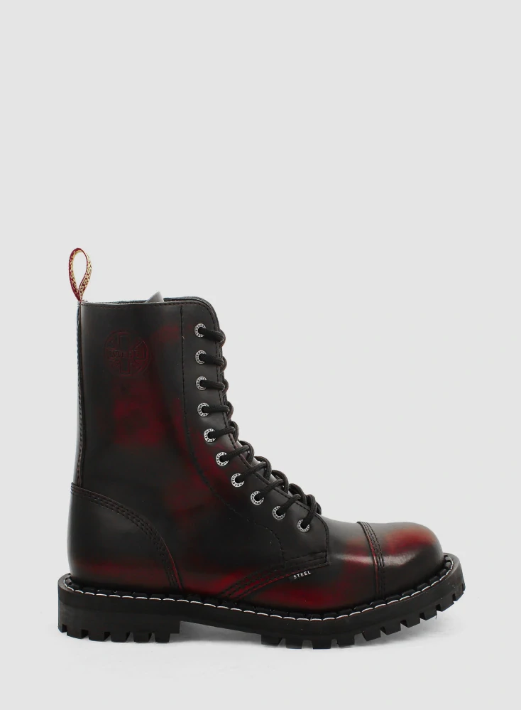 Steel boty 10 dírek 105/106/O/ZIP/black 26 červená