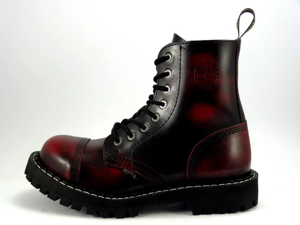 Steel boty 8 dírek 113/114/O/BLACK červená