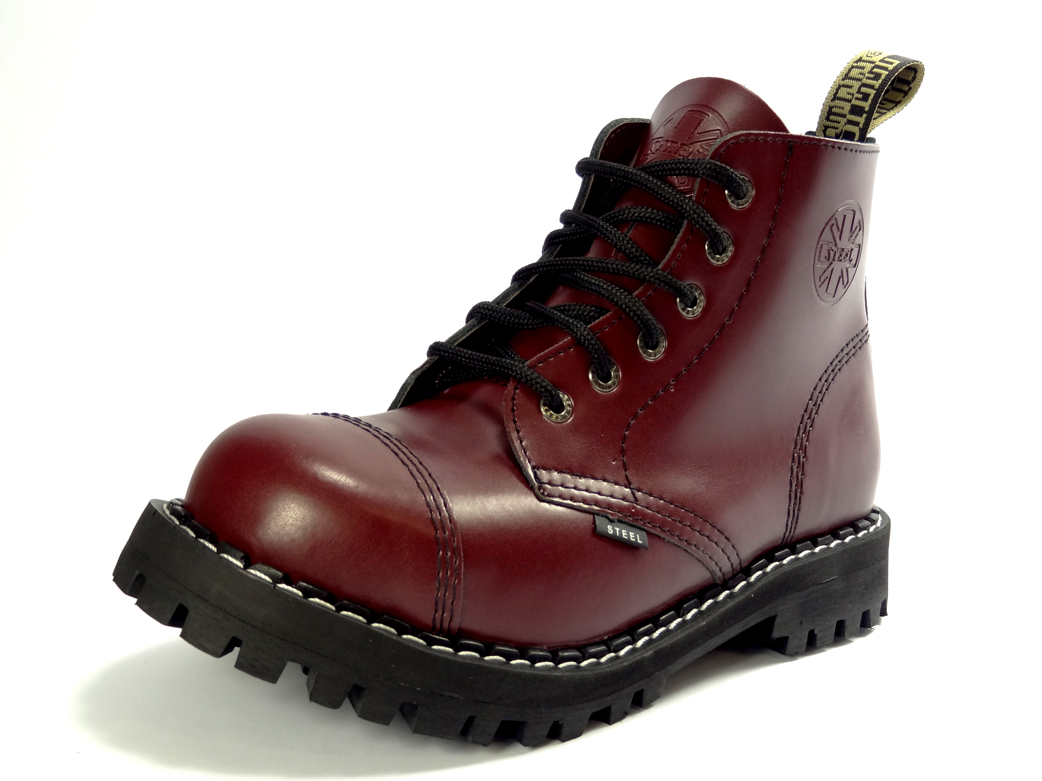 Steel boty 6 dírek 127/128/O/ FULL bordó