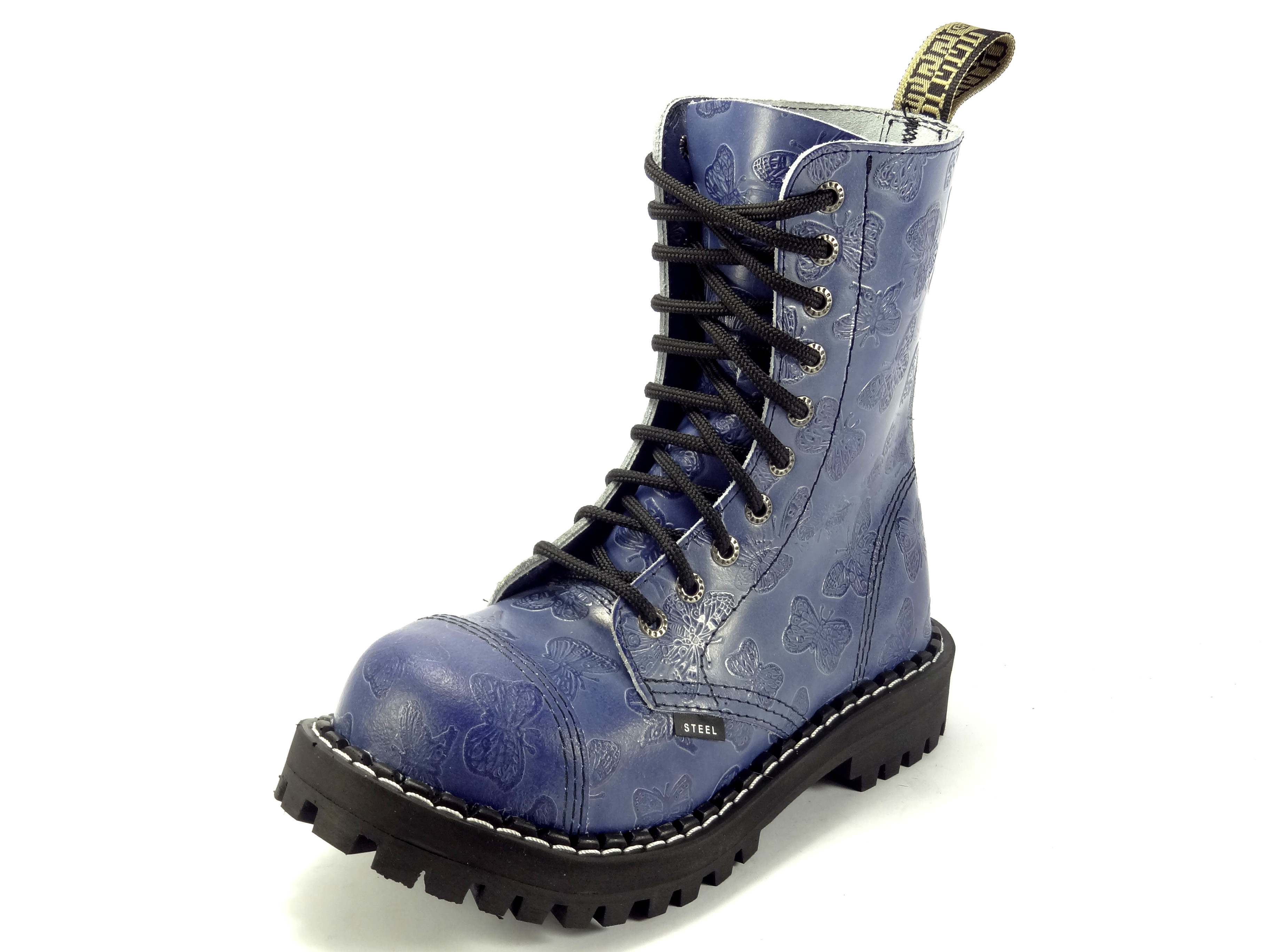 Steel boty 10 dírek 105/106/O/motýl D48 modrá