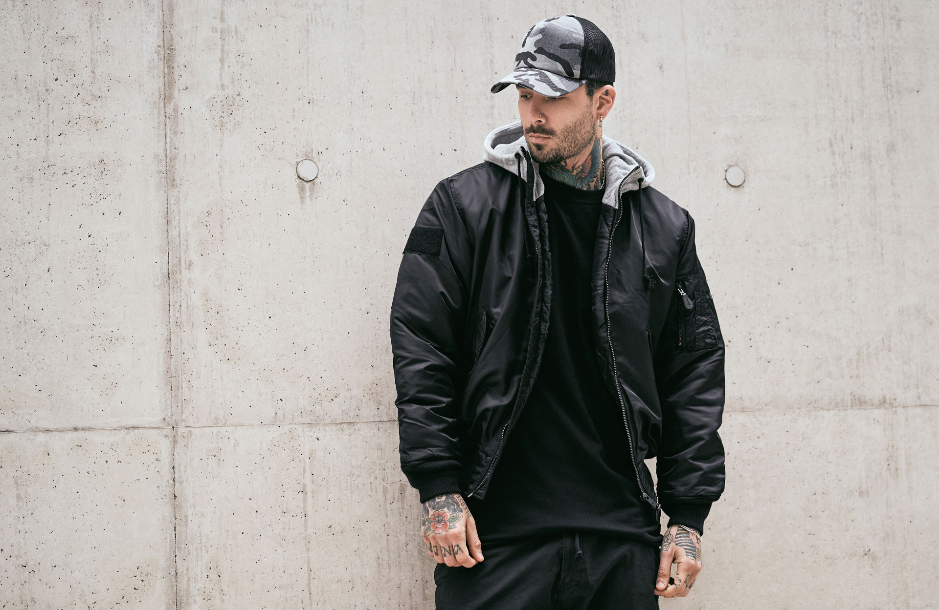 Pánská zimní bunda Brandit MA1 Sweat Hooded 3150 blk/grey            