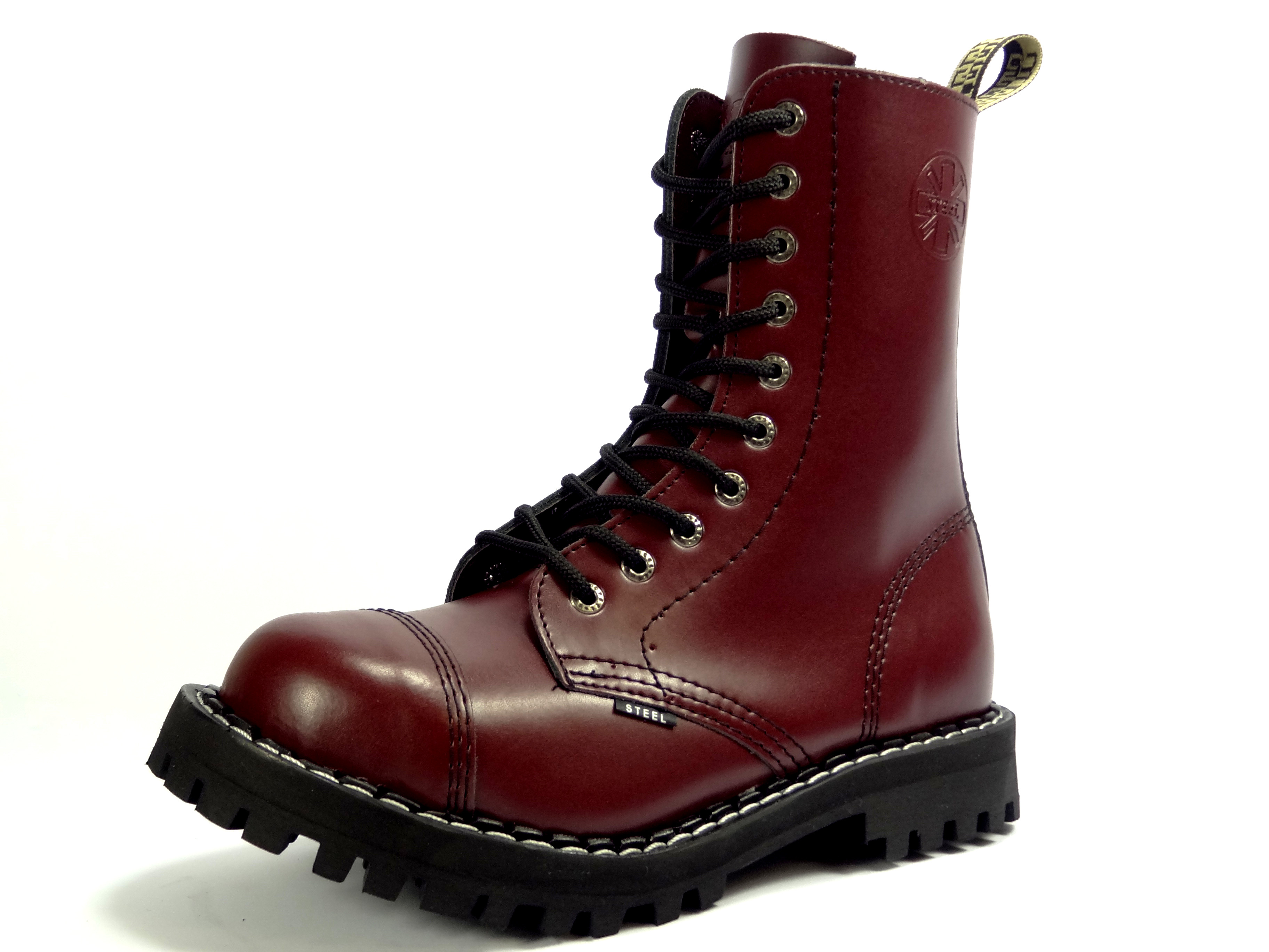 Steel boty 10 dírek 105/106/O/ FULL bordó