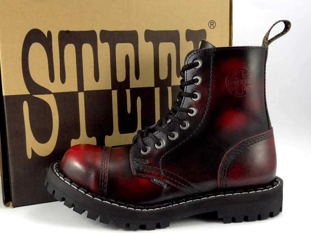 Steel boty 8 dírek 113/114/O/BLACK červená
