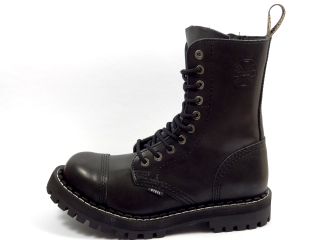 Steel boty 10 dírek 105/106/O/ZIP  černá - se zipem